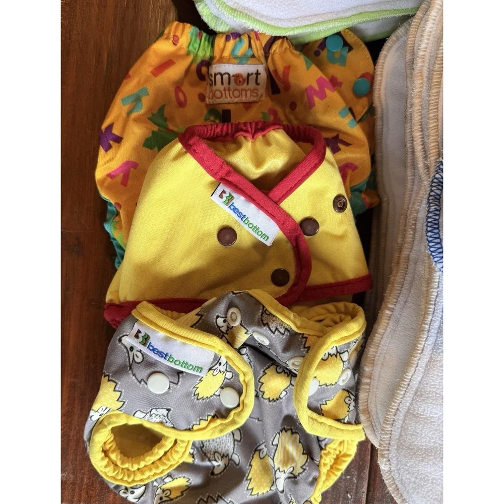 Smart Bottoms Best Bottoms Cloth Diaper Lot Covers S-L Buttons Inserts + Extras